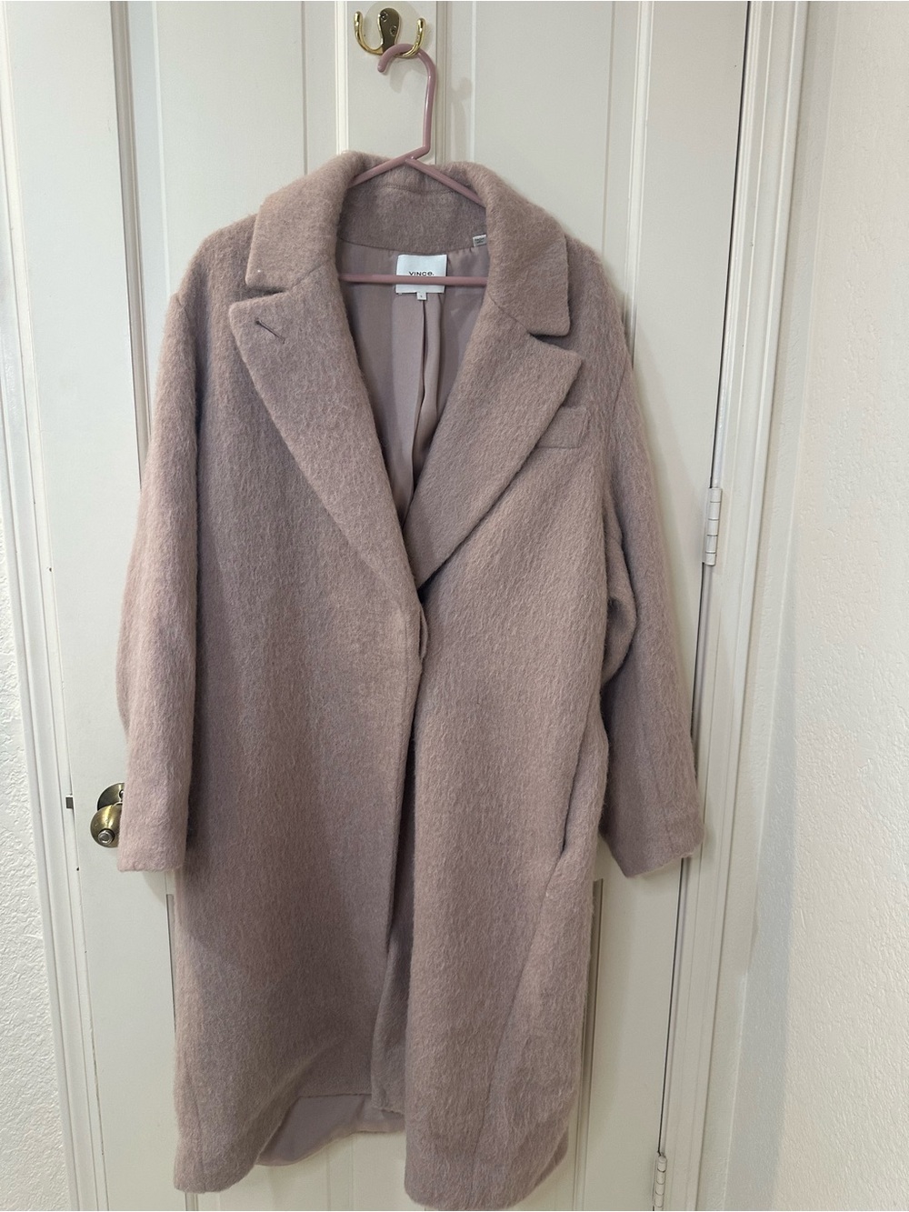 Vince Plush Teddy Coat in Dusty Mauve